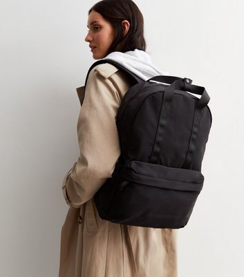 Black Polyester Backpack New Look