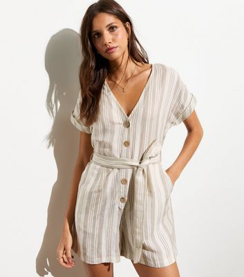 New look striped playsuit on sale