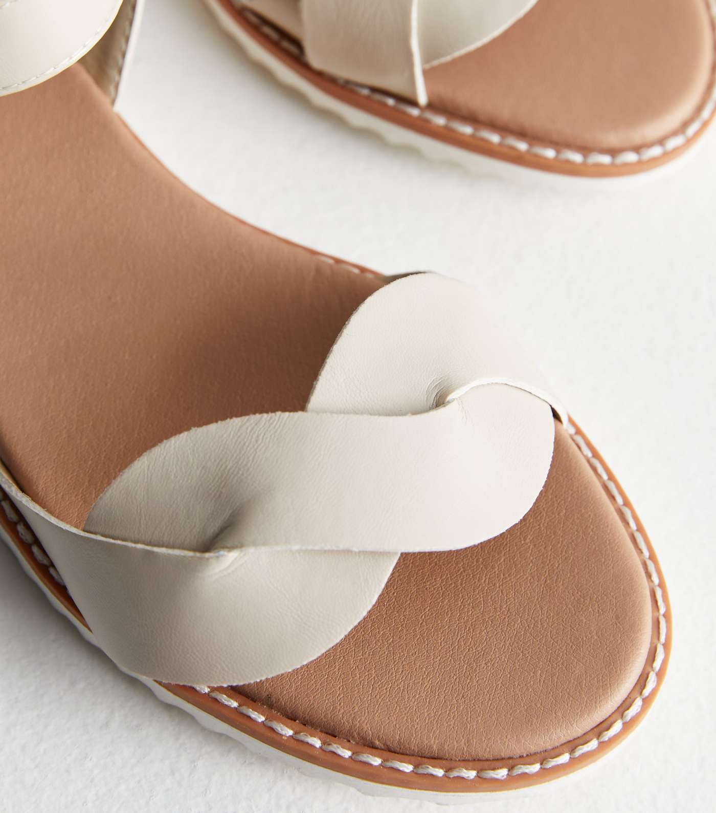 Stone Leather-Look 2 Part Twist Flat Sandals Image 5
