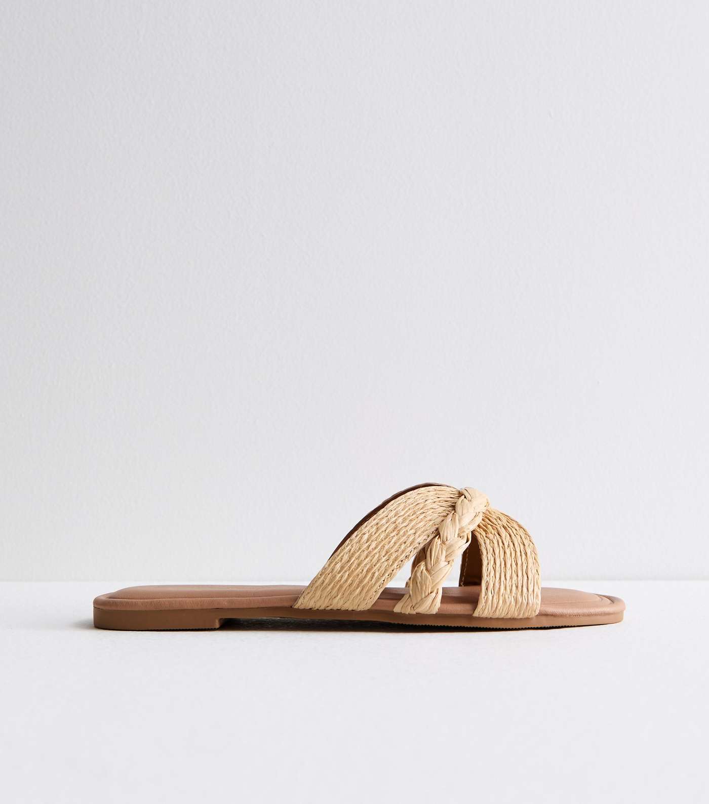 Beige Raffia Woven Mule Sandals  Image 5
