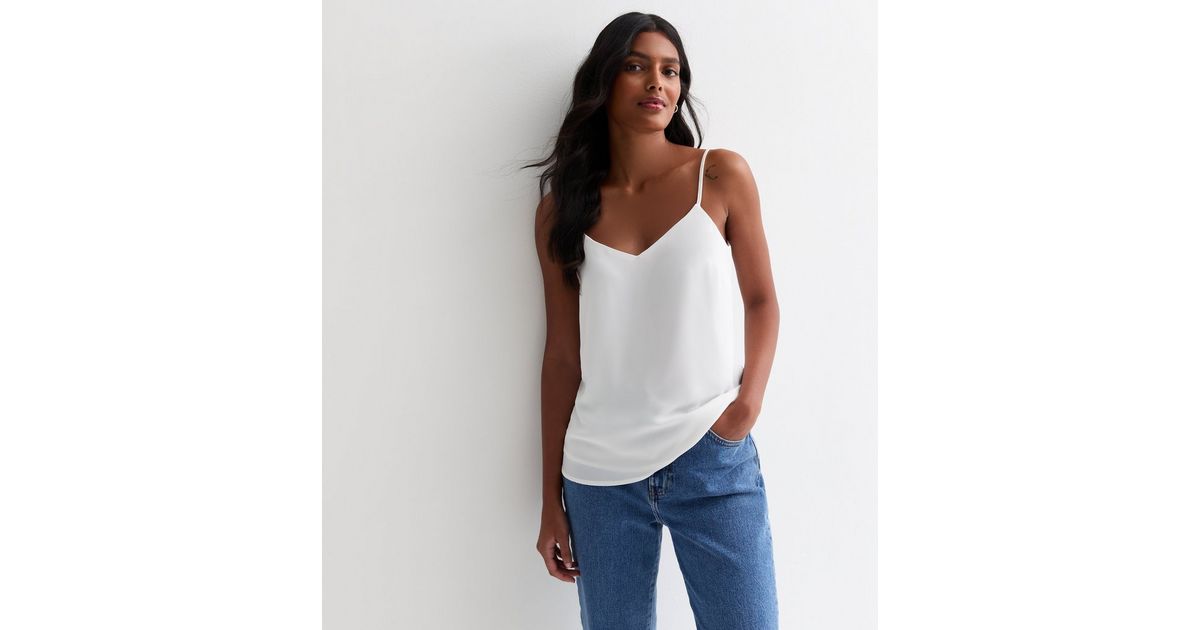 Off white cami top  White cami tops, White cami, Cami tops