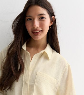 Cream Linen-Look Long Sleeve Shirt New Look