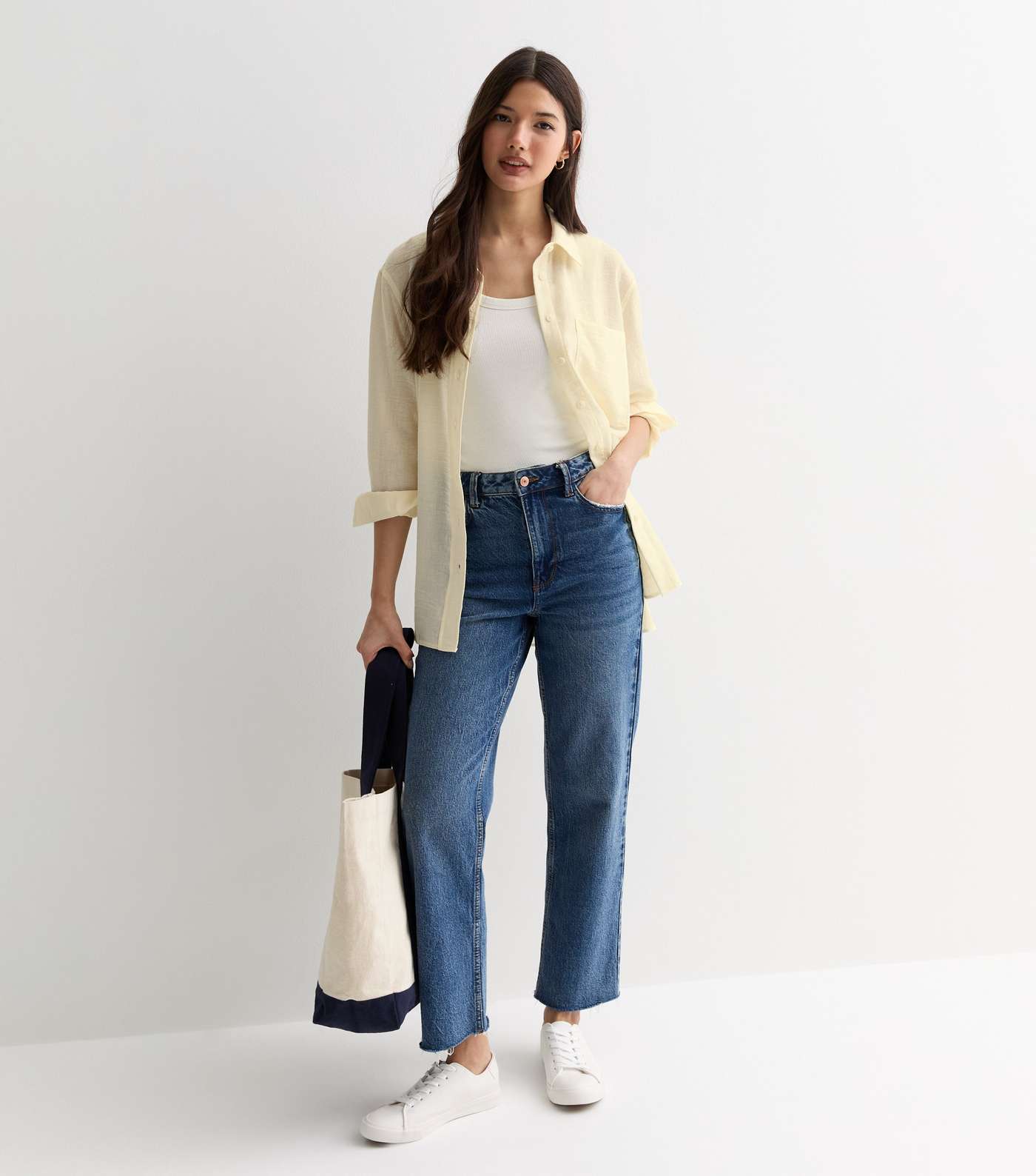 Cream Linen-Look Long Sleeve Shirt Image 3
