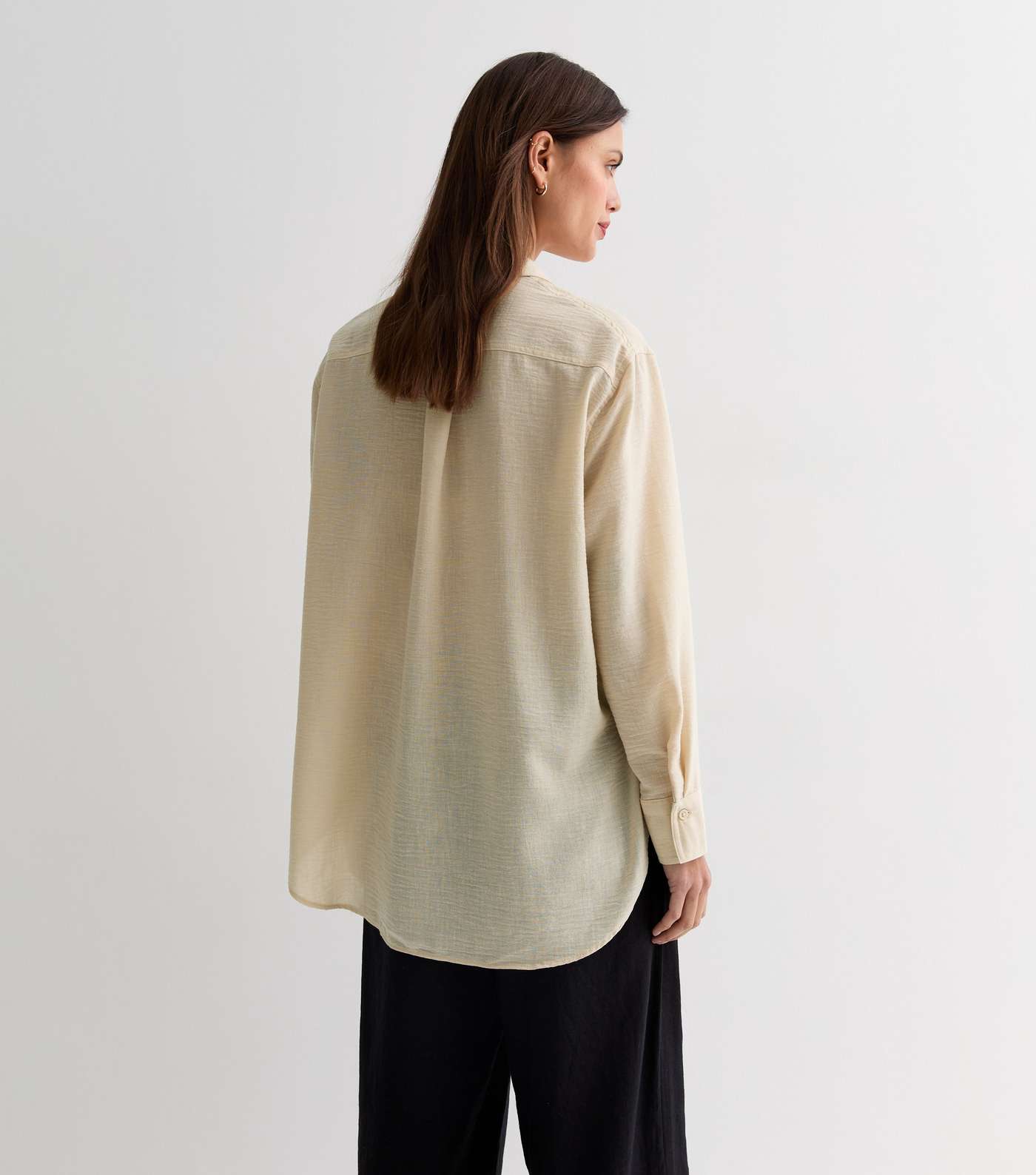 Stone Linen-Look Long Sleeve Shirt Image 4