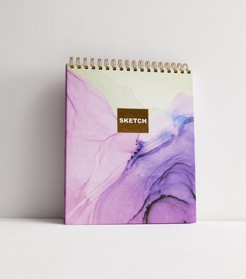 Purple Marble Print Sketchbook New Look