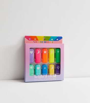 10 Pack Multicoloured Bright Mini Highlighter Pens