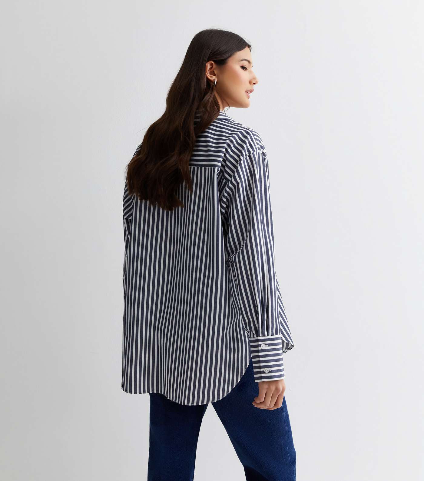 Blue Stripe Poplin Long Sleeve Shirt Image 4