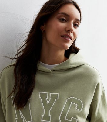 Light Green NYC Logo Hoodie | New Look