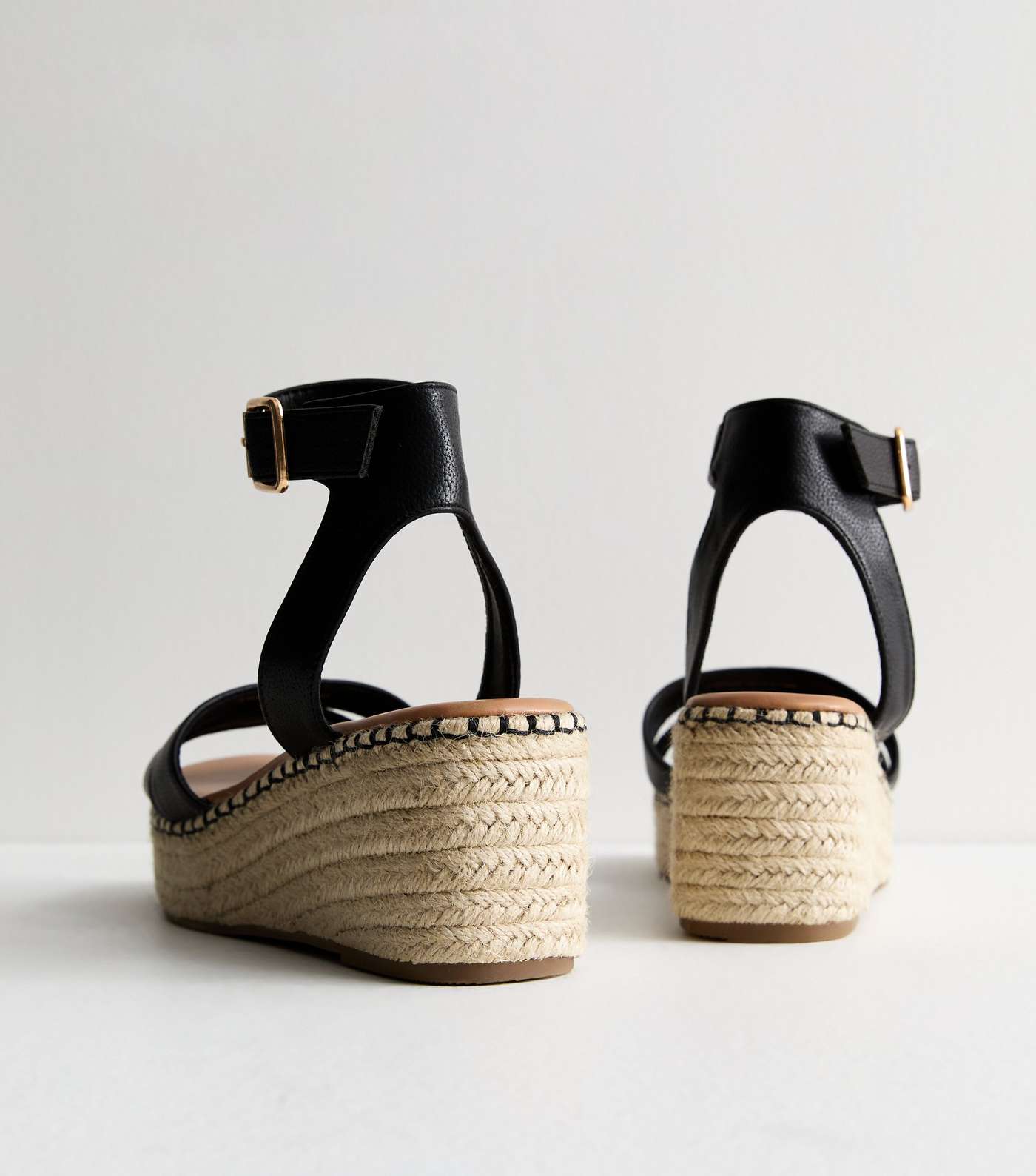 Wide Fit Black Espadrille Flatform Sandals Image 4