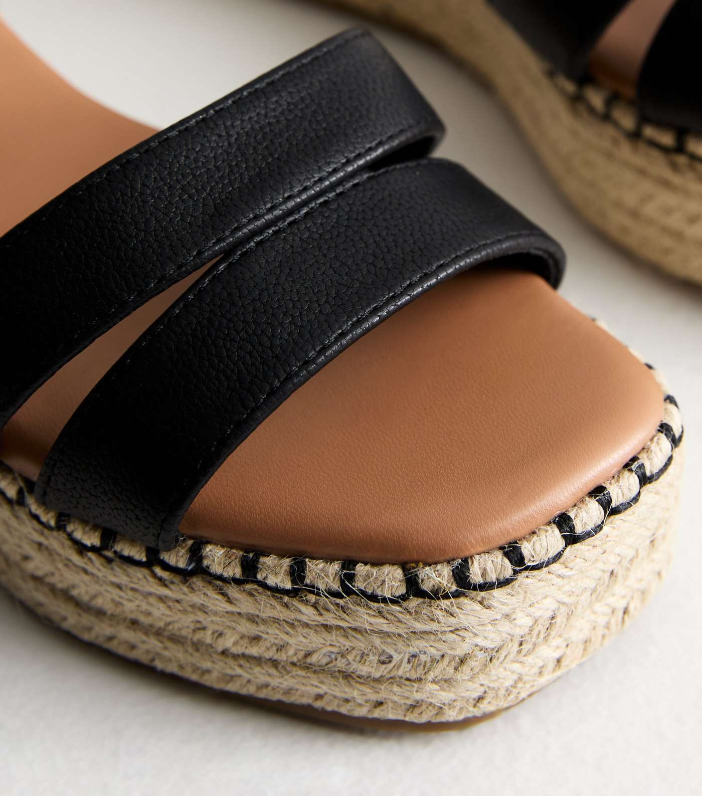 Wide Fit Black Espadrille Flatform Sandals Image 6