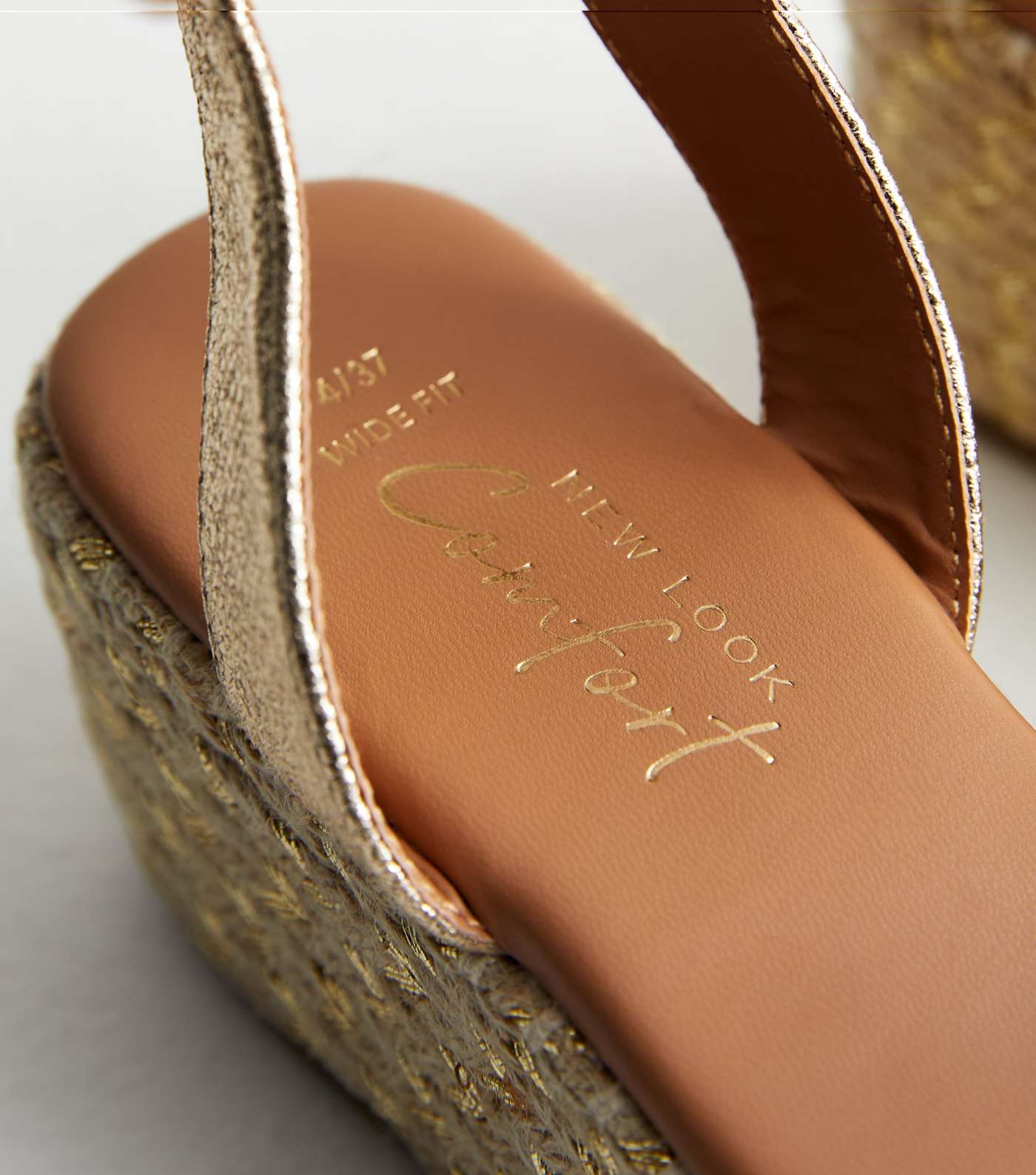 Wide Fit Gold Espadrille Wedge Sandals Image 6