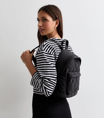 Black Onion Quilted Backpack New Look