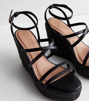 Black ankle strap wedge sandals best sale