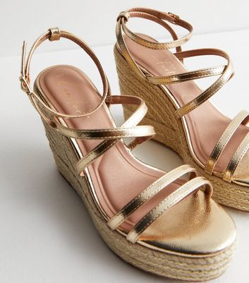 Stylish Gold Metallic Gold Wedge Heels For Women Closed Toe Espadrille  Platform With Slingback And Lace Up Detail Perfect For Summer T230826 From  Sts_016, $4.75 | DHgate.Com