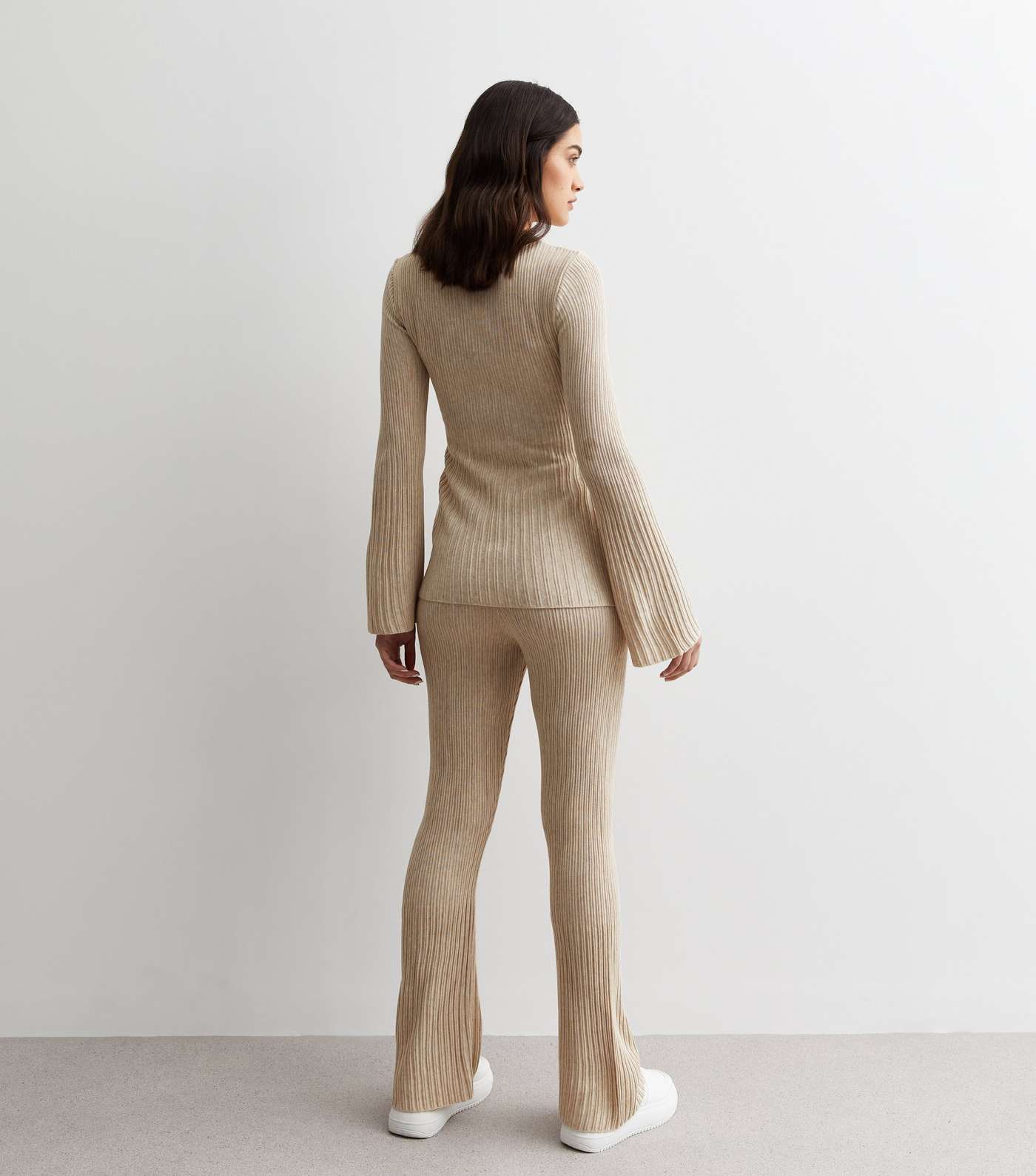 Maternity Cream Ribbed Knit Trousers Image 4