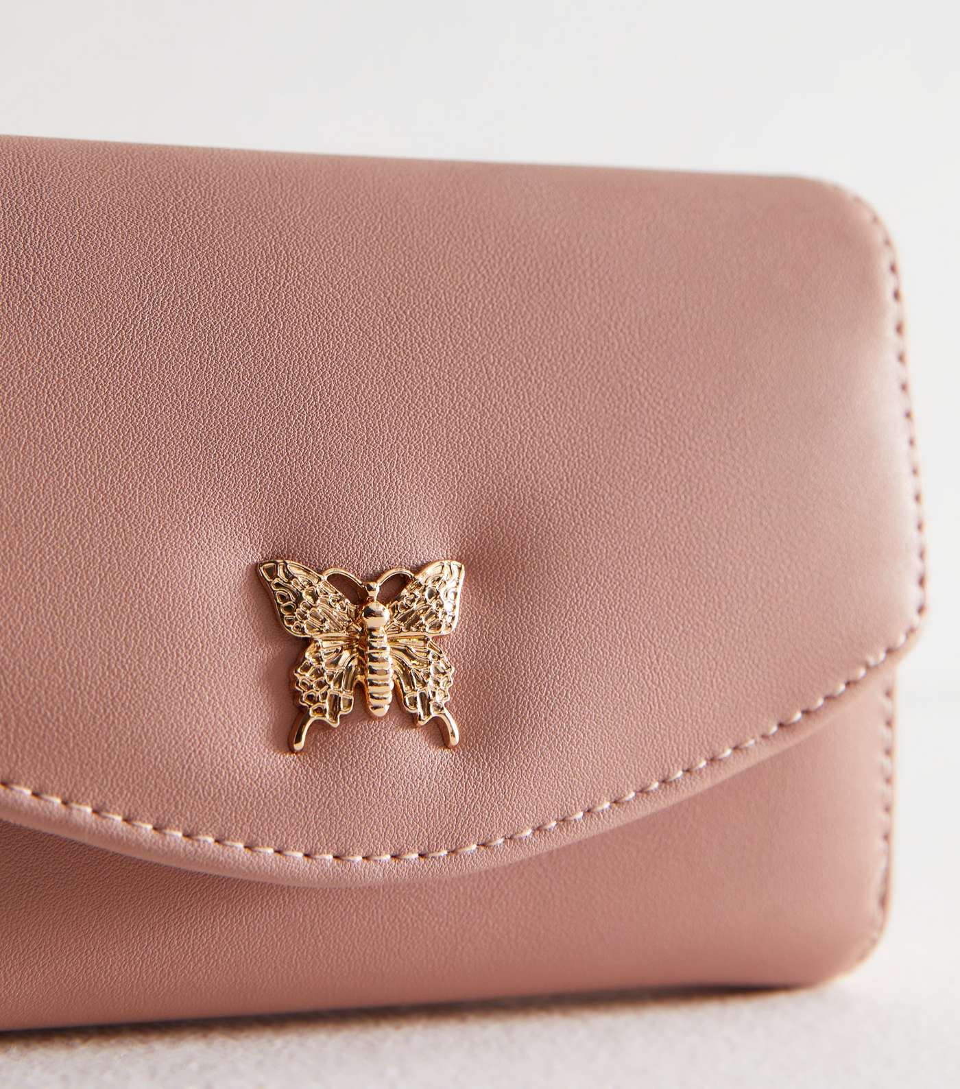 Pink Butterfly Leather-Look Medium Purse Image 2