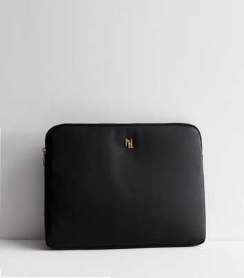Black Leather-Look Laptop Case
