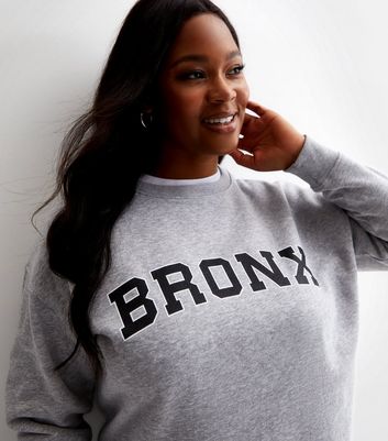 Curves Grey Marl Bronx Logo Sweatshirt New Look