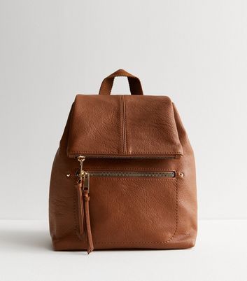 Small tan leather backpack hotsell