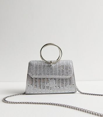 New look best sale silver clutch bag