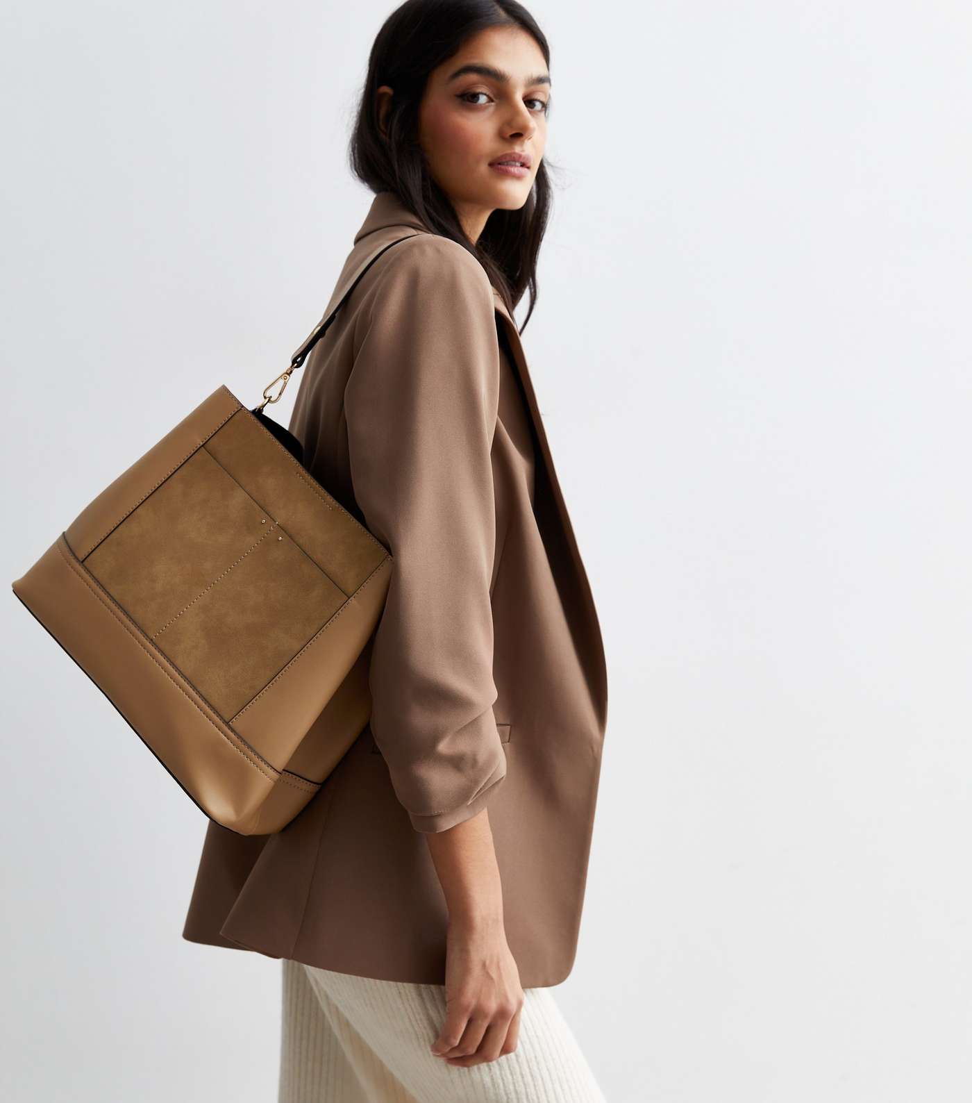 Camel Leather Look Tote Bag | New Look