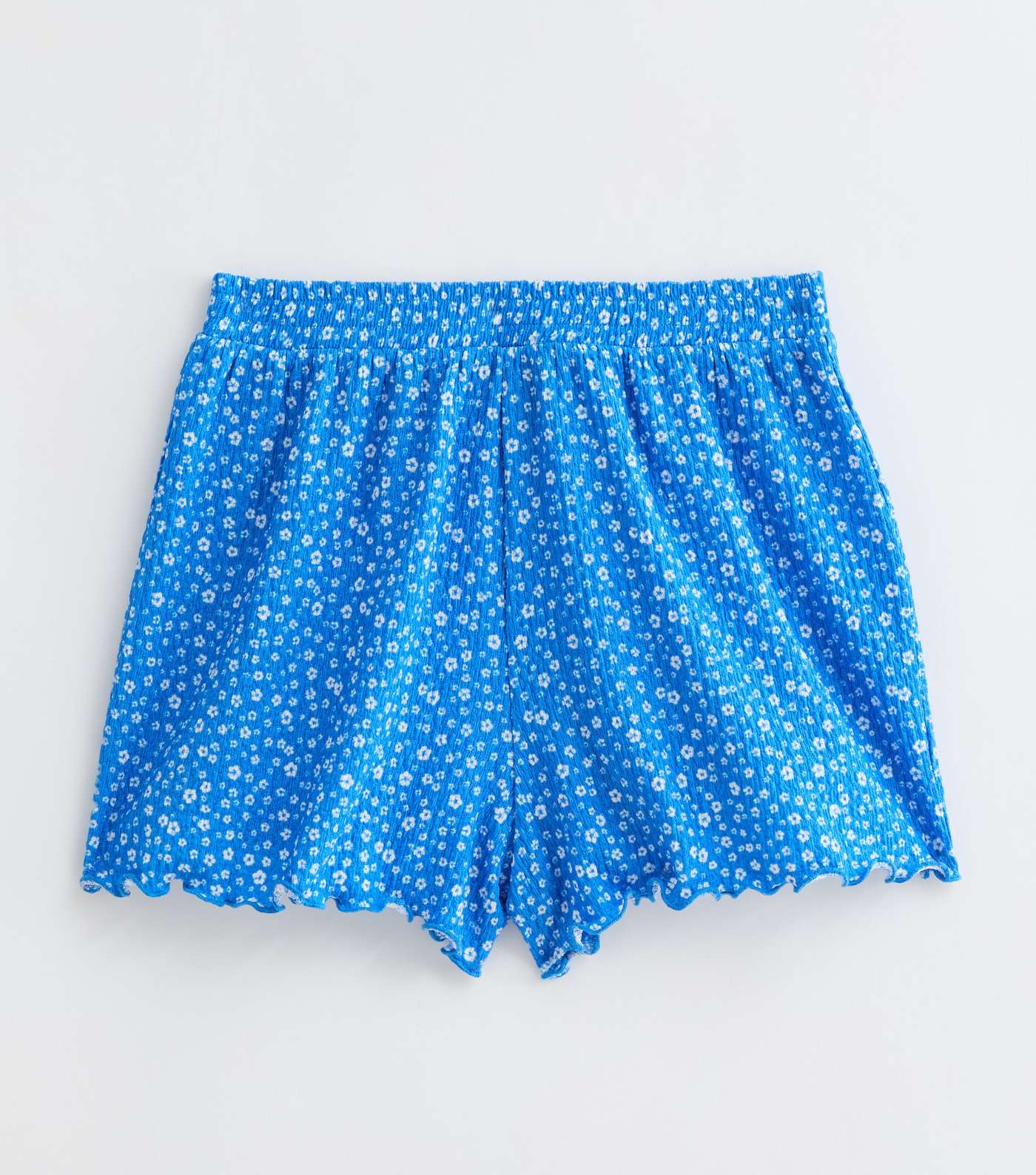 Girls Blue Crinkle Ditsy Floral Beach Shorts Image 5