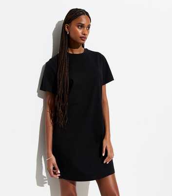 Black Cotton Mini T-Shirt Dress