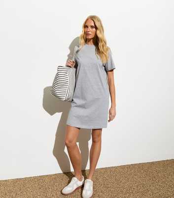 Grey Cotton Mini T-Shirt Dress