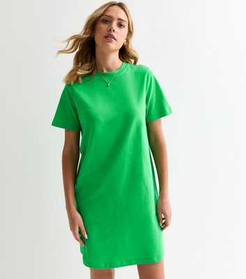 Green Cotton Mini T-Shirt Dress
