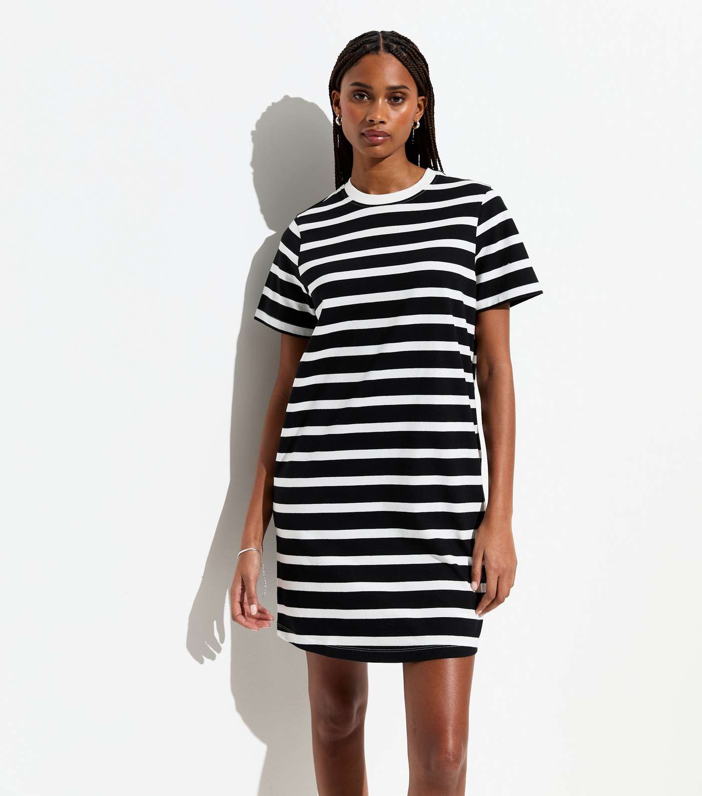 Black Stripe Mini Cotton T-Shirt Dress