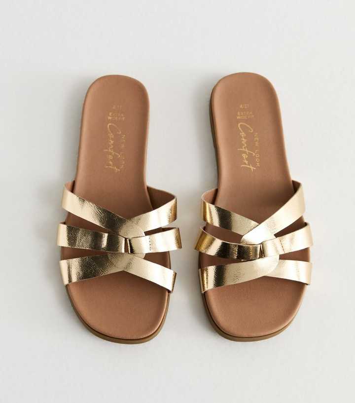 Extra Wide Fit Gold Footbed Mule Sliders New Look, £21.00