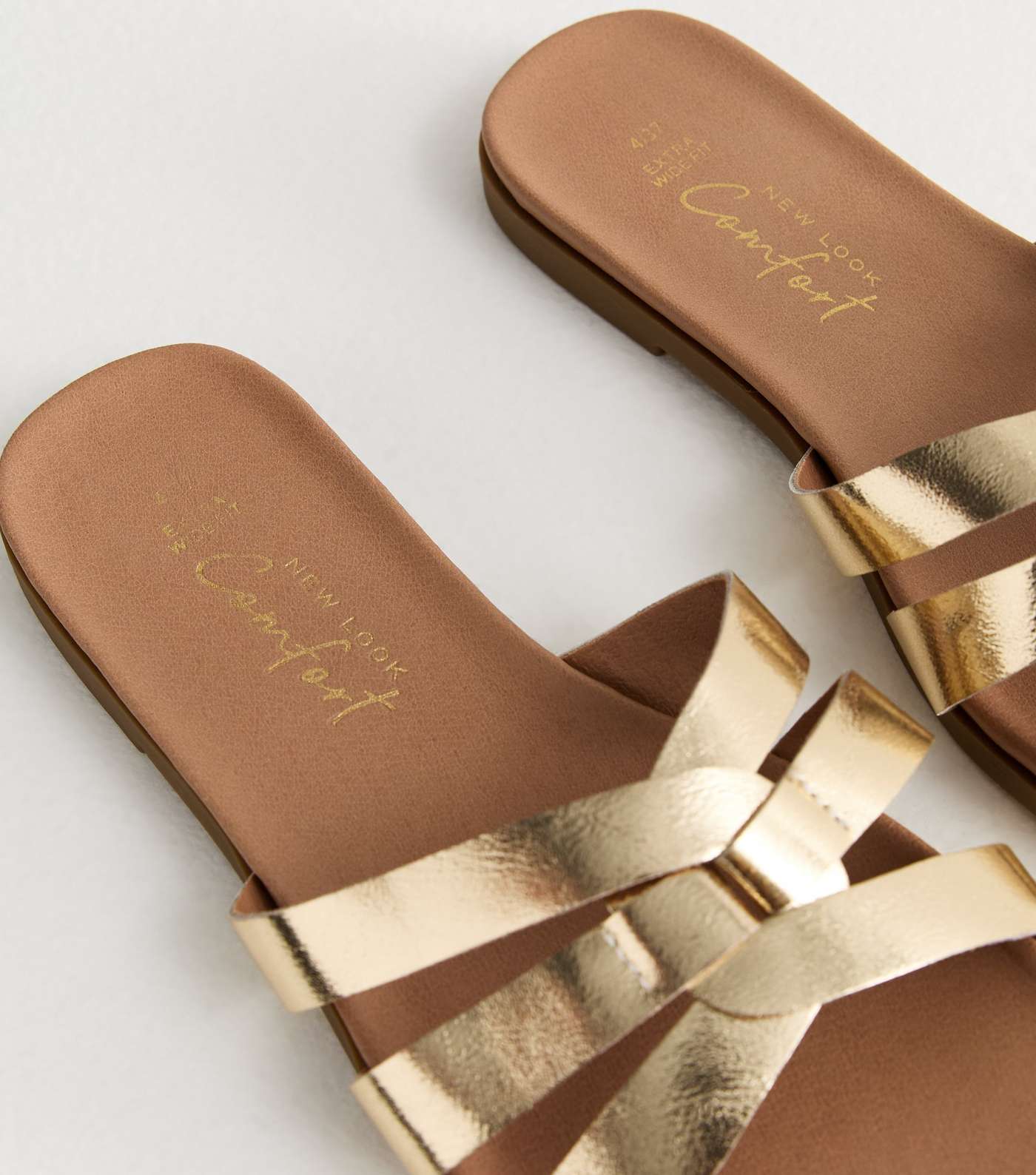 Extra Wide Fit Gold Mule Sliders Image 3