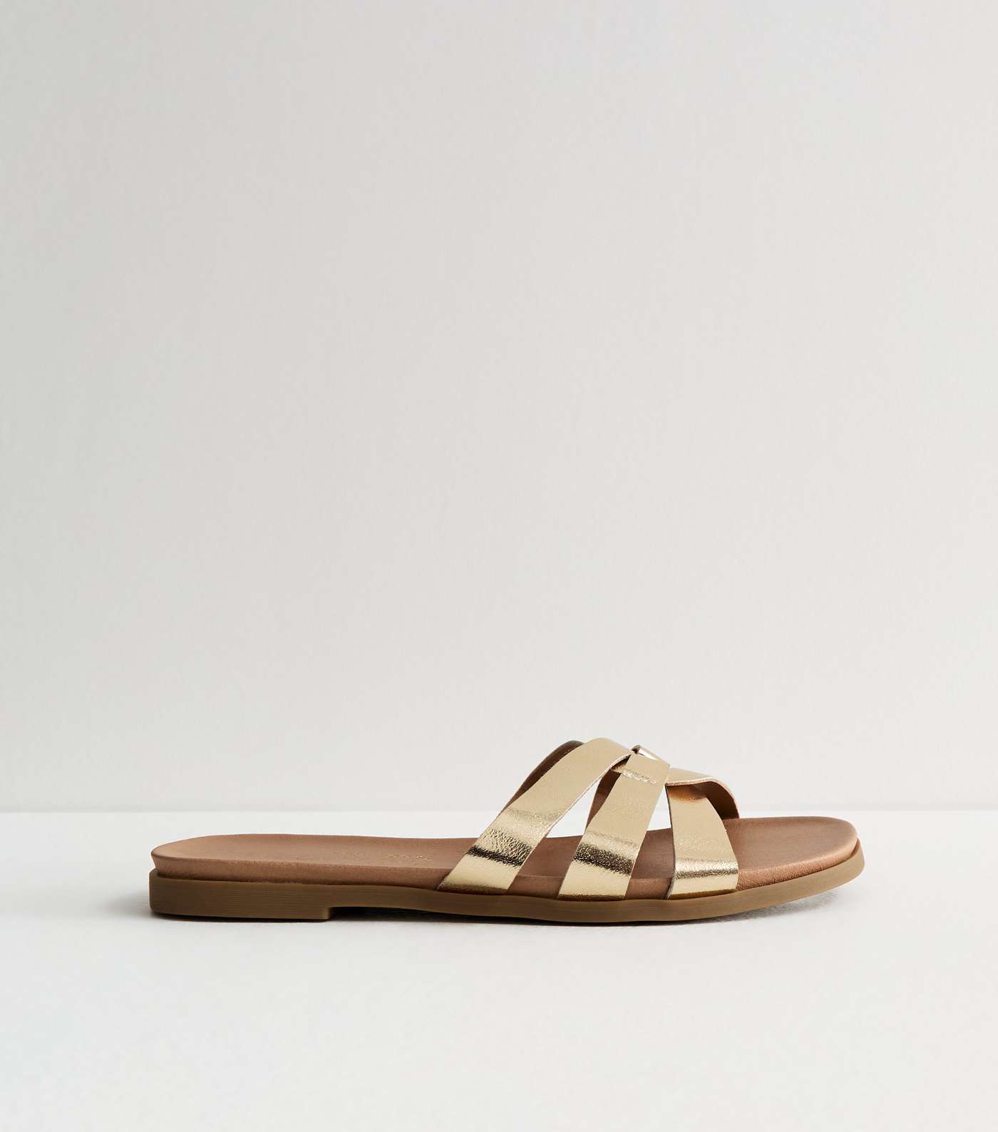 Extra Wide Fit Gold Mule Sliders Image 5