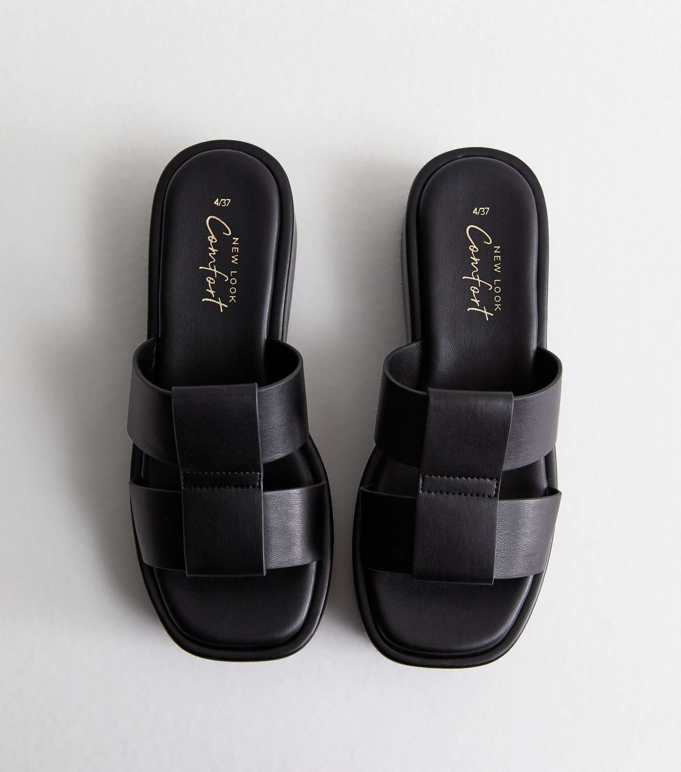Black Grid Strap Flatform Wedge Sandals Image 3