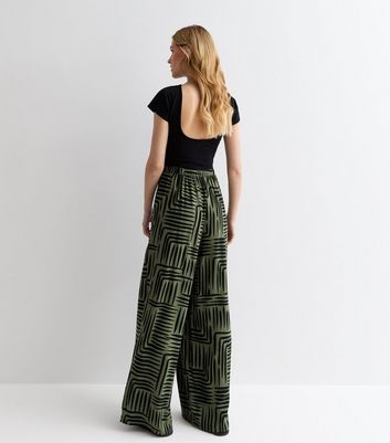 Khaki Mark Making Wide Leg Trousers New Look