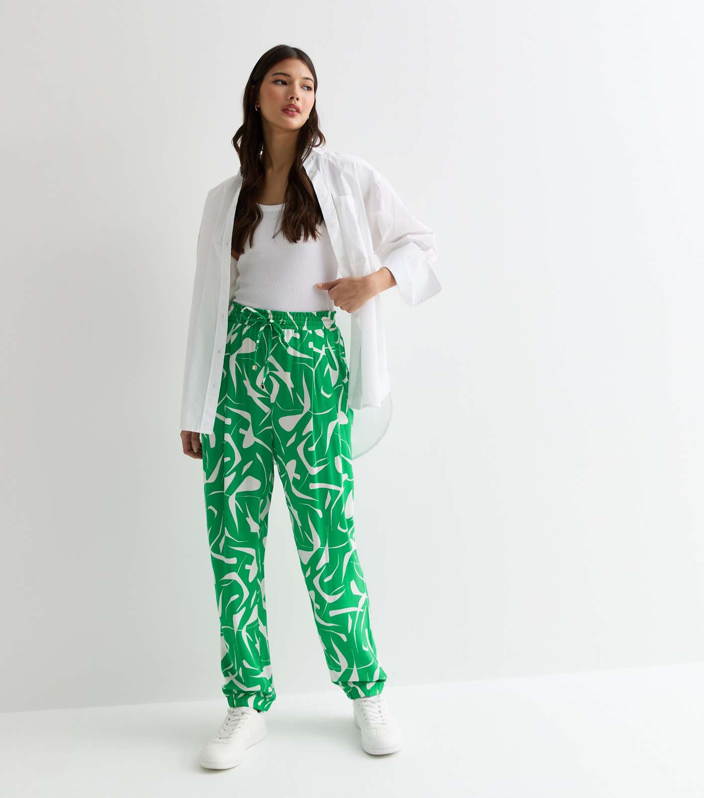 Green Abstract Print Cuffed Joggers Image 2
