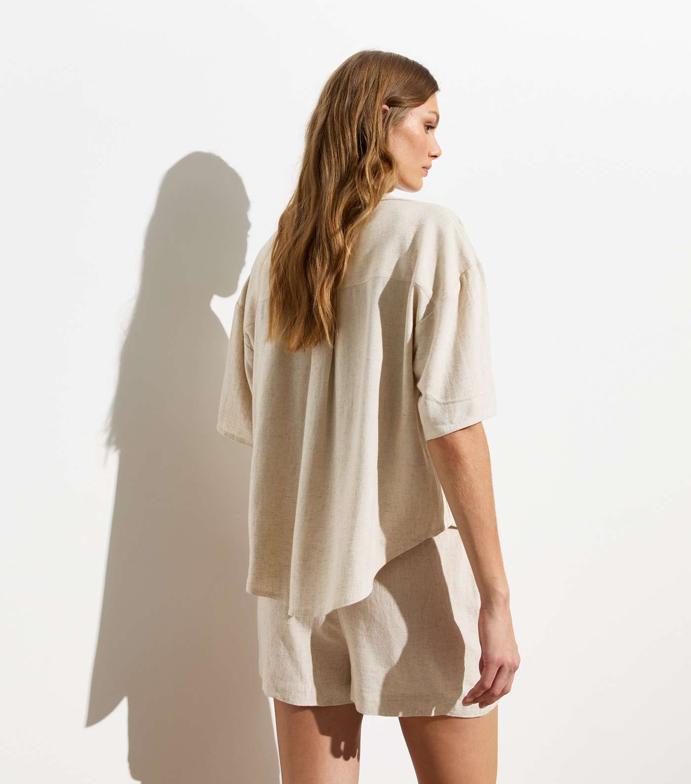 Stone Linen-Look Short Sleeve Shirt Image 4