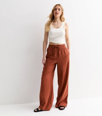 Tokito Recycled Blend Tie Waist Straight Leg Pants In Rust | MYER