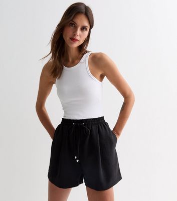 Black drawstring shorts sales womens