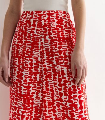 Red Abstract Print Wide Leg Crop Trousers New Look