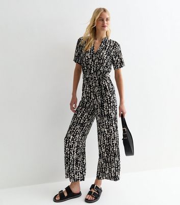 Tall Black Mark Making Grandad Collar Jumpsuit New Look