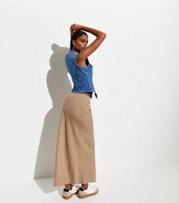 Stone Textured Midi Skirt New Look