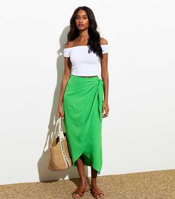 Green Sarong Midi Skirt