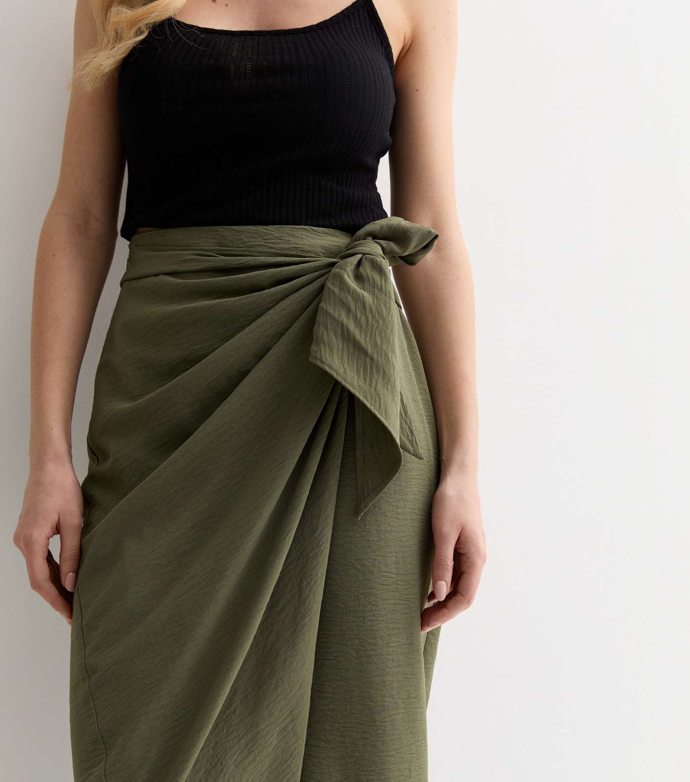 Khaki Sarong Midi Skirt Image 2
