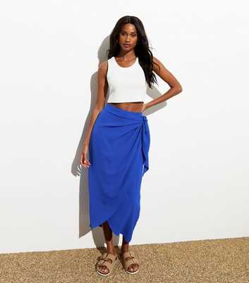 Blue Sarong Midi Skirt