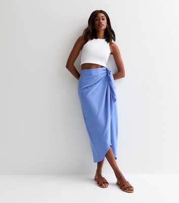 Light Blue Sarong Midi Skirt