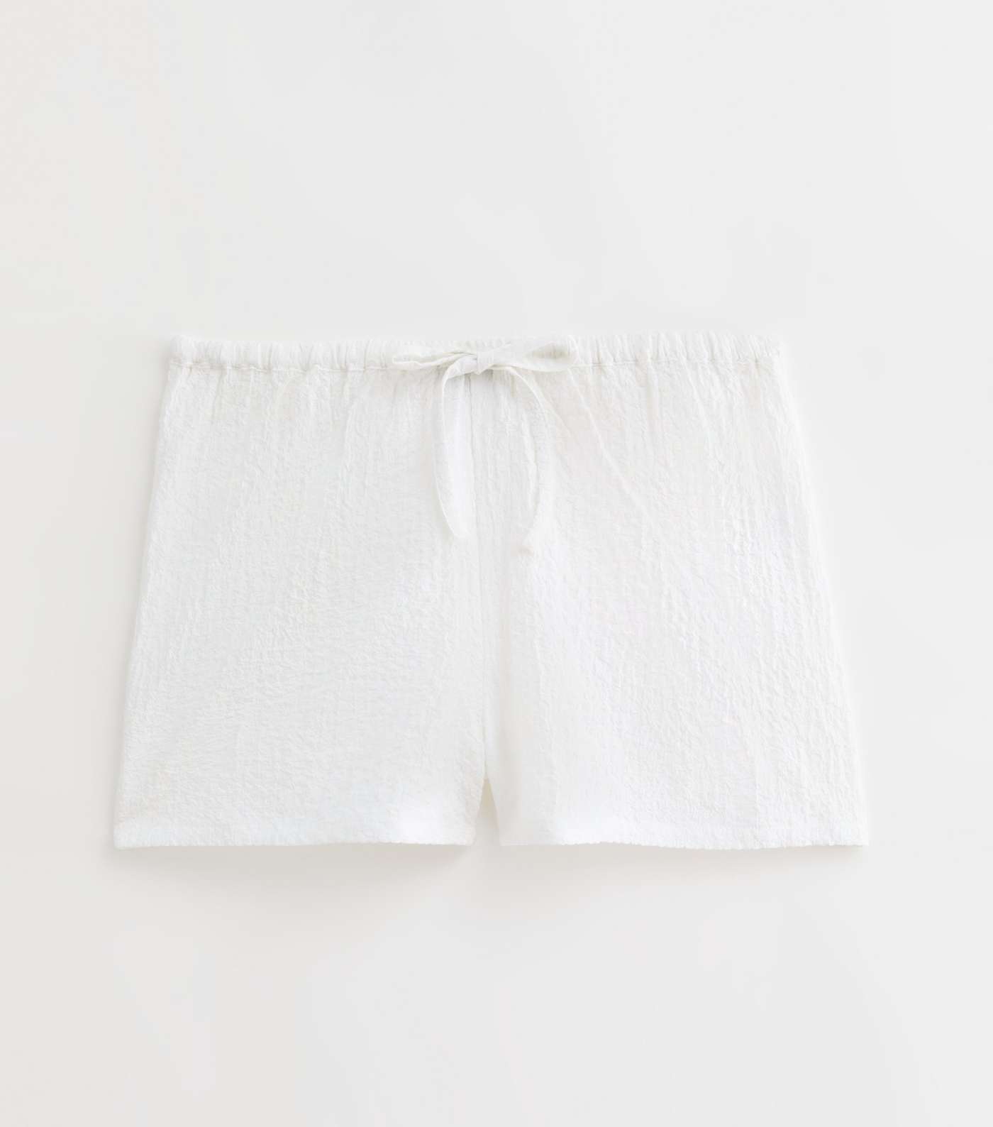 White Textured Beach Shorts Image 5