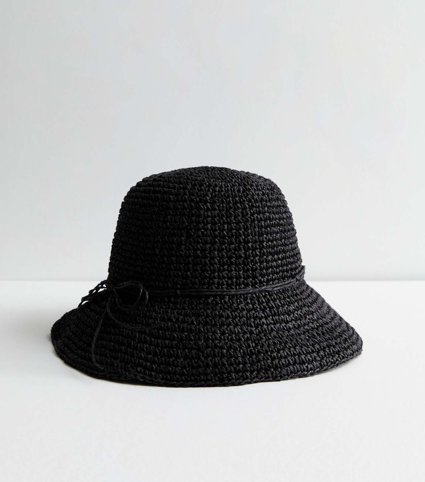 Black Straw Effect Packable Bucket Hat Image 2