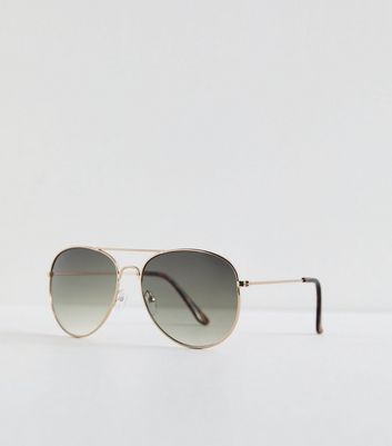 Gold Tinted Pilot Sunglasses New Look
