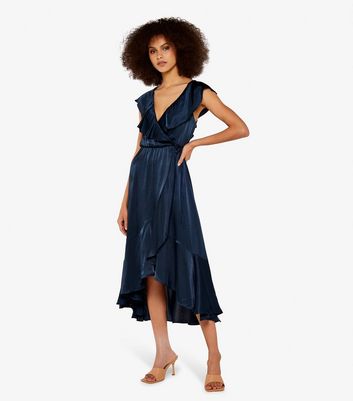 APRICOT NAVY CHIFFON WRAP OCCASION DRESS BNWT SIZE 12